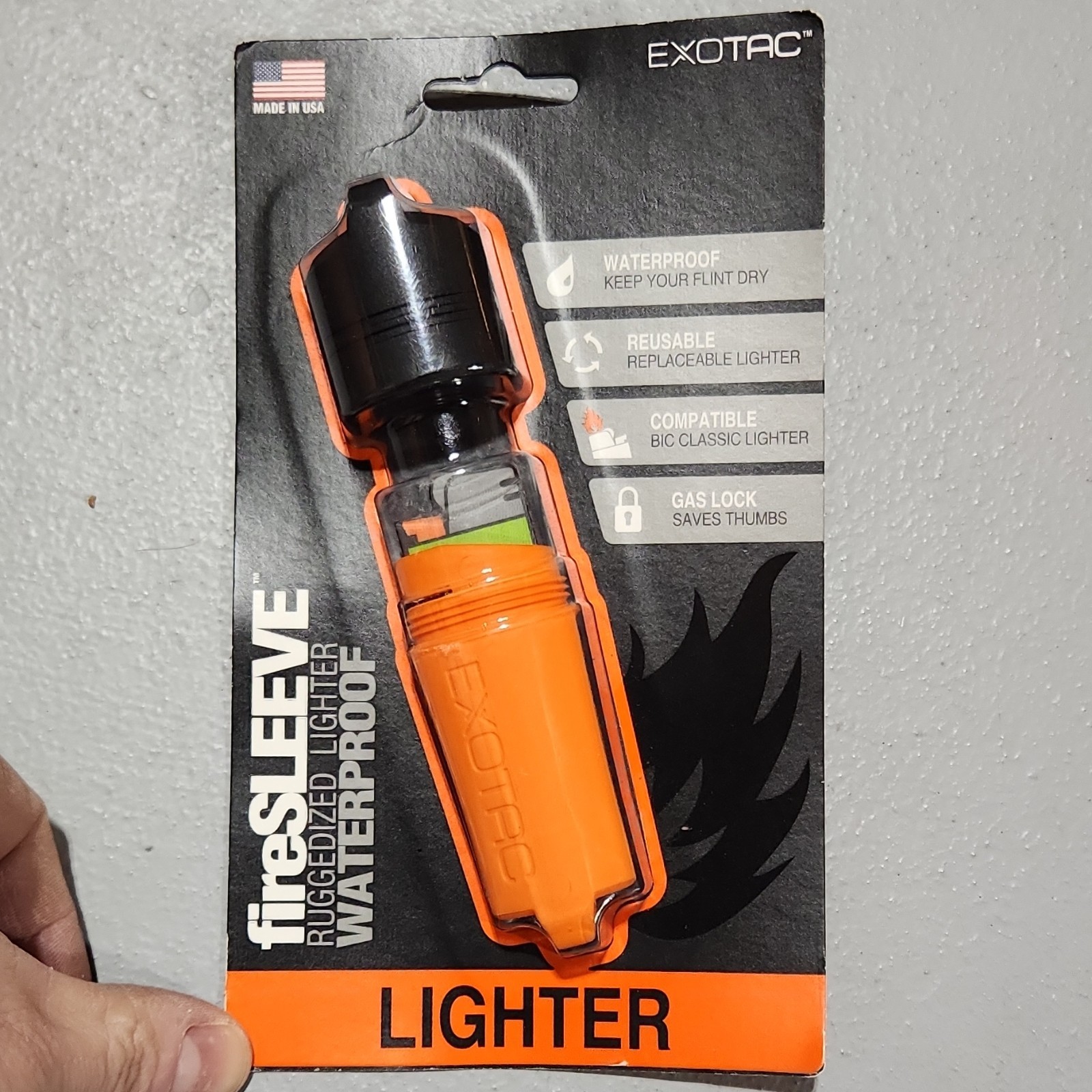 Exotac fireSLEEVE Waterproof Rugged Floating Lighter Case Orange 005005-ORG