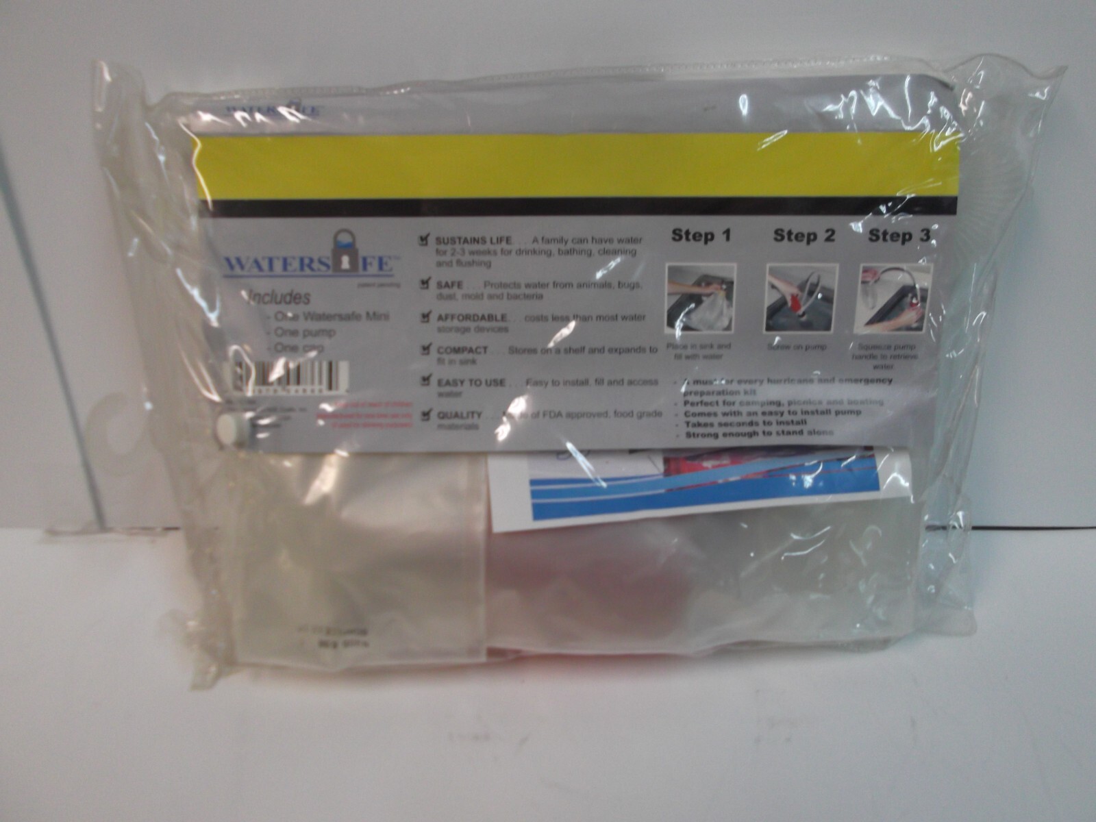 WATERSAFE MINI KEEPS EMERGENCY WATER SECURE NIP