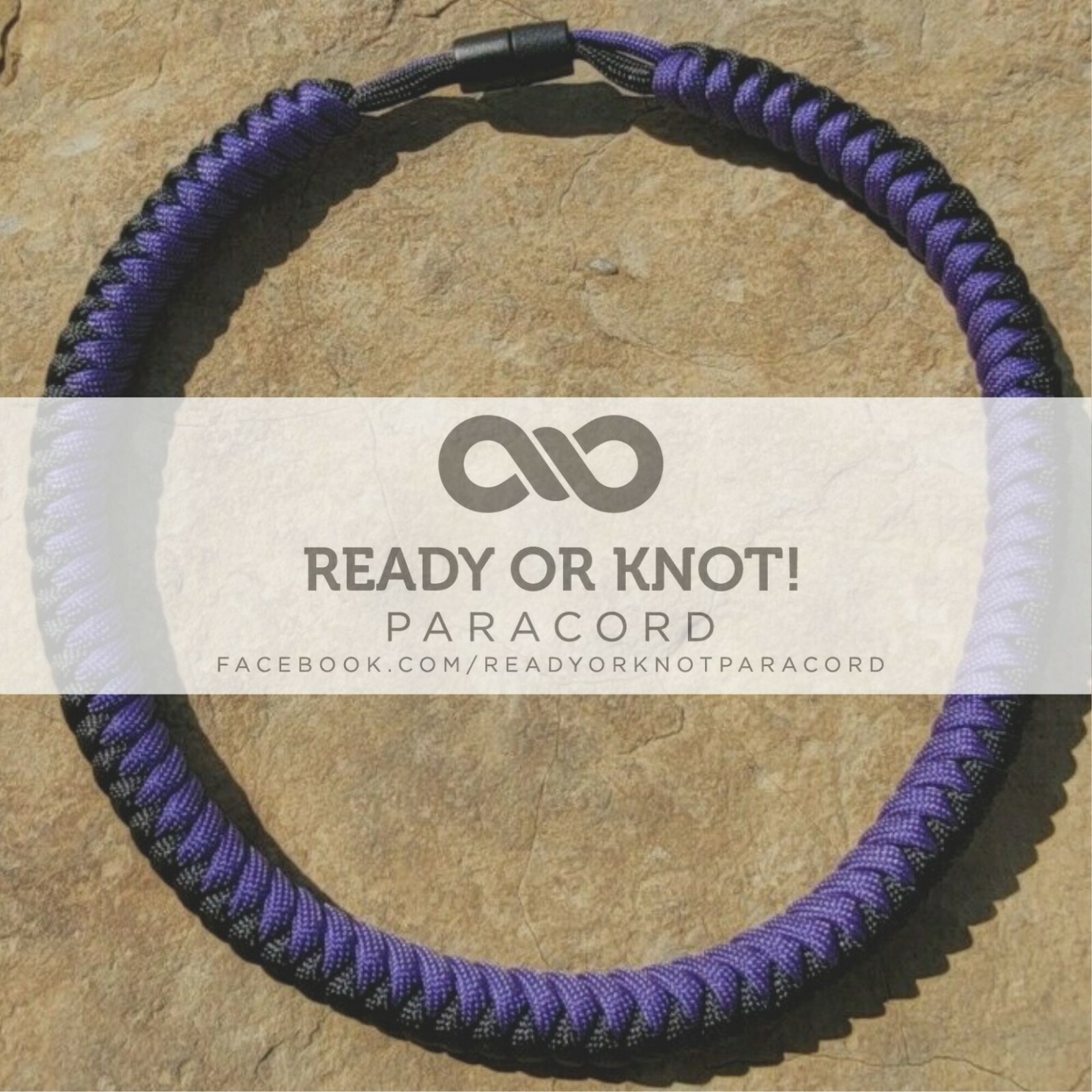 550 Paracord Snake Weave Survival Necklace Purple / Black (21 inches)