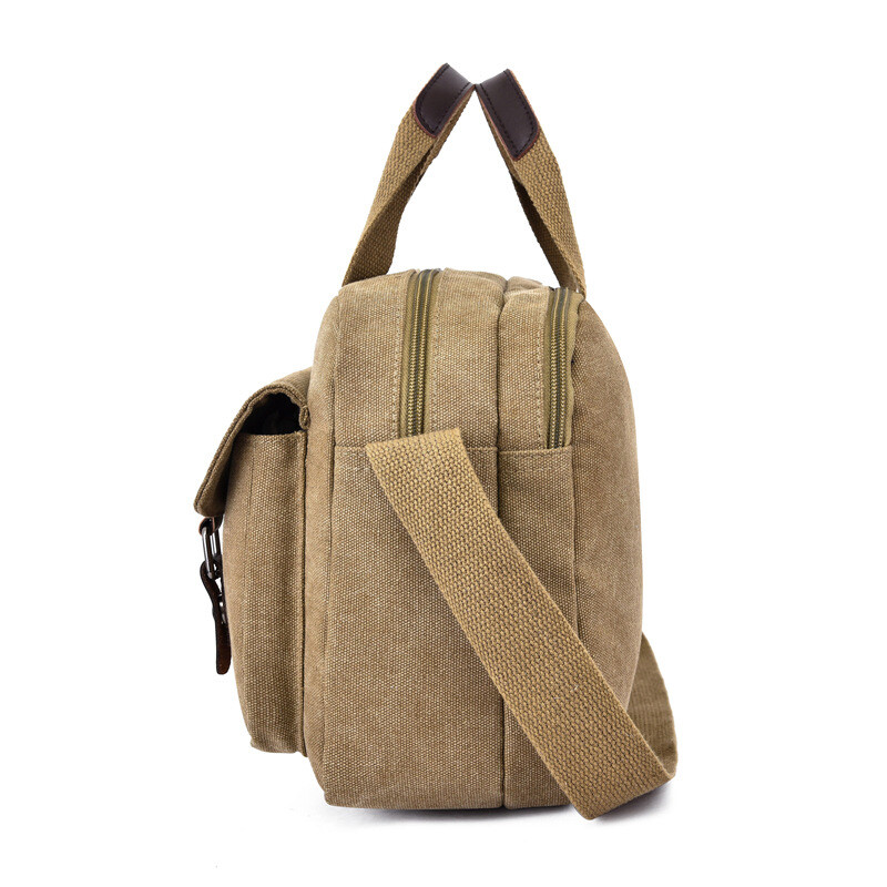 Vintage Shoulder Canvas Military Tech Bag with Padded Interior, 12x9in, 4 Colors