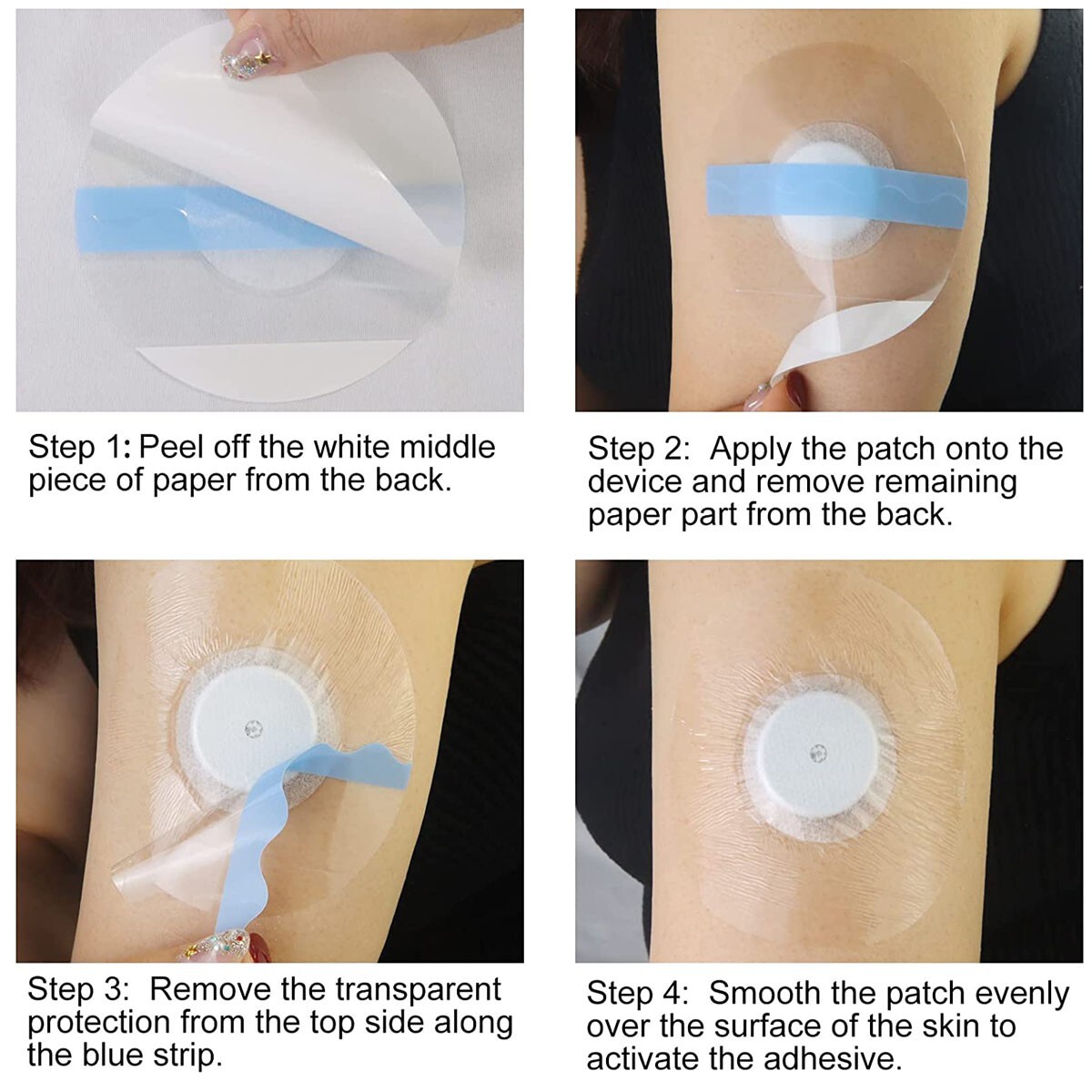 30PCS Adhesive Patches Waterproof Sensor Covers Flesh Flexib For Freestyle Libre