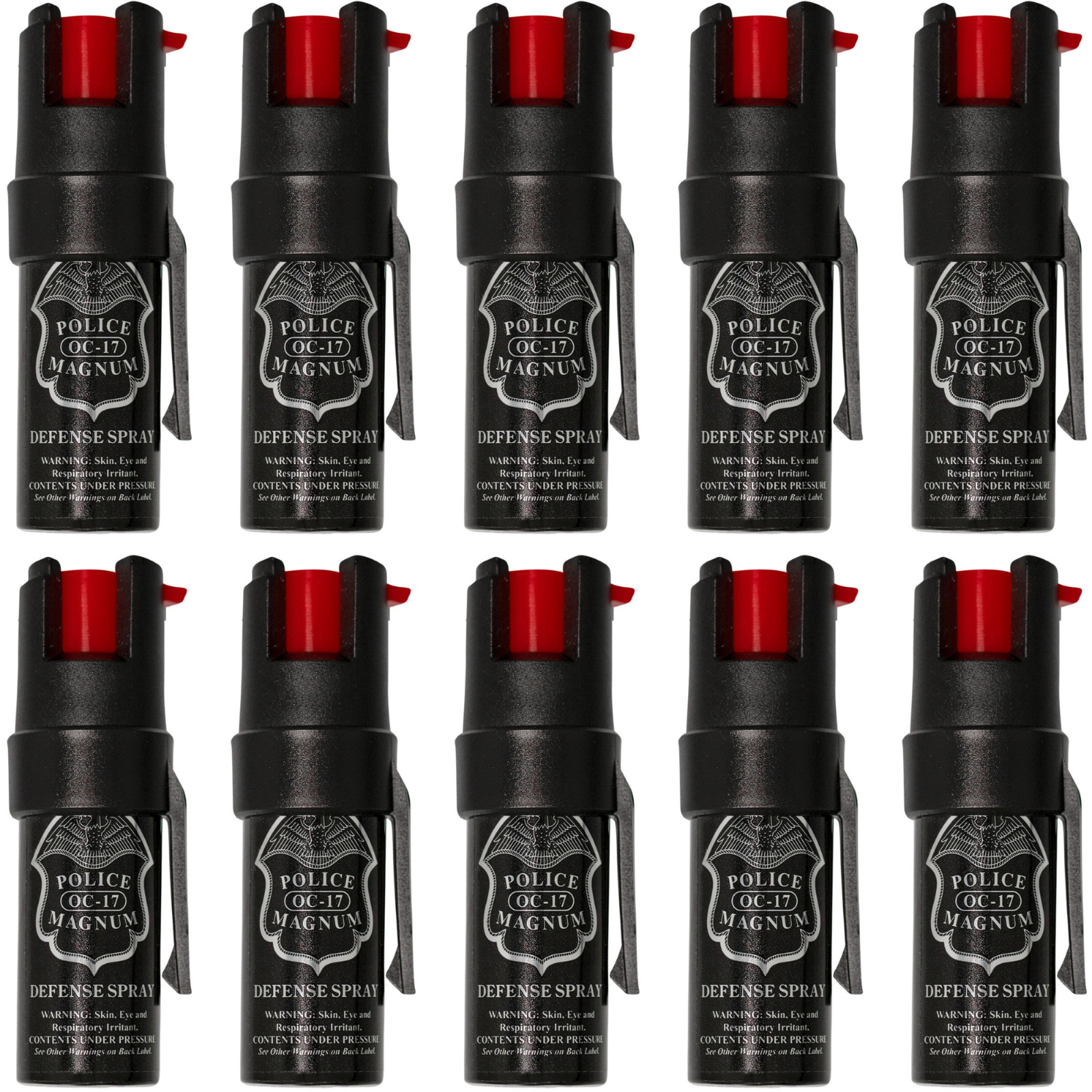 Police Magnum pepper spray bulk self defense security 10 pack 1/2oz Pocket Clips