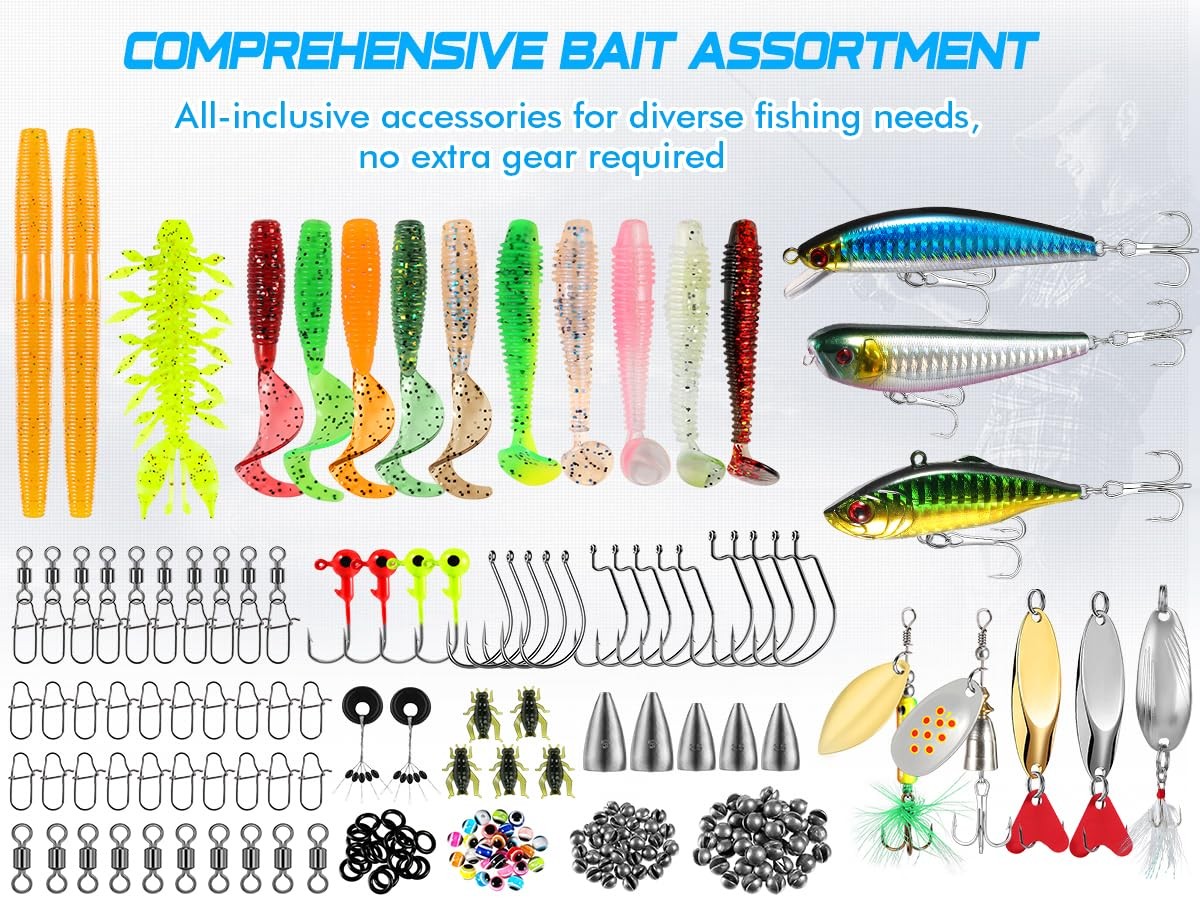 PLUSINNO Fishing Lures, 137Pcs Tackle Box with Included, 5″, ORANGE