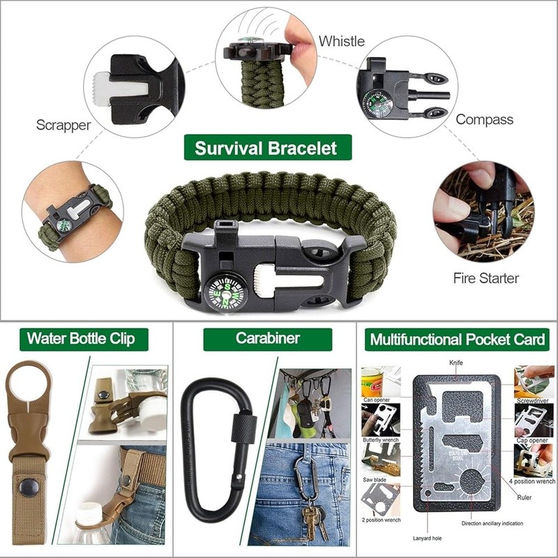 Tactical Survival Gear Kit 35-Piece Tools Portable Emergency Outdoor Adventure