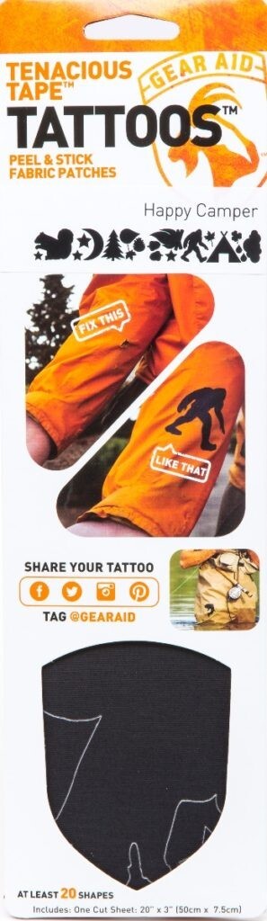 Gear Aid Tenacious Tape Tattoos Fabric Repair Tape Patches 20 Happy Camper 10810