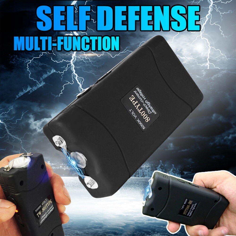 StunGun Micro Mini BLACK 800 380 BV Rechargeable LED W/1Bottle Free Pepper Spray
