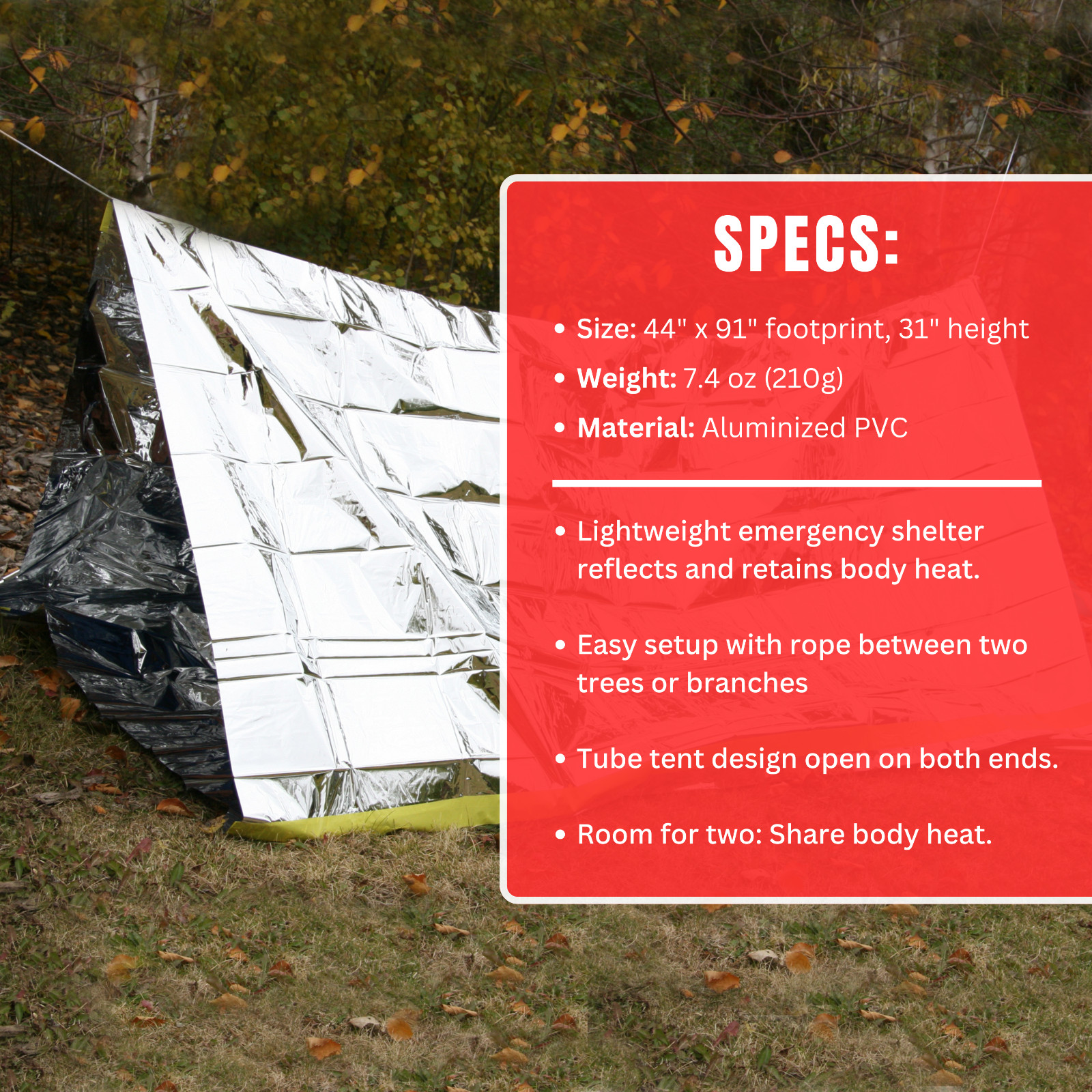 [BULK DEAL] 48x Pack Emergency Reflective Tube Tent for Two People