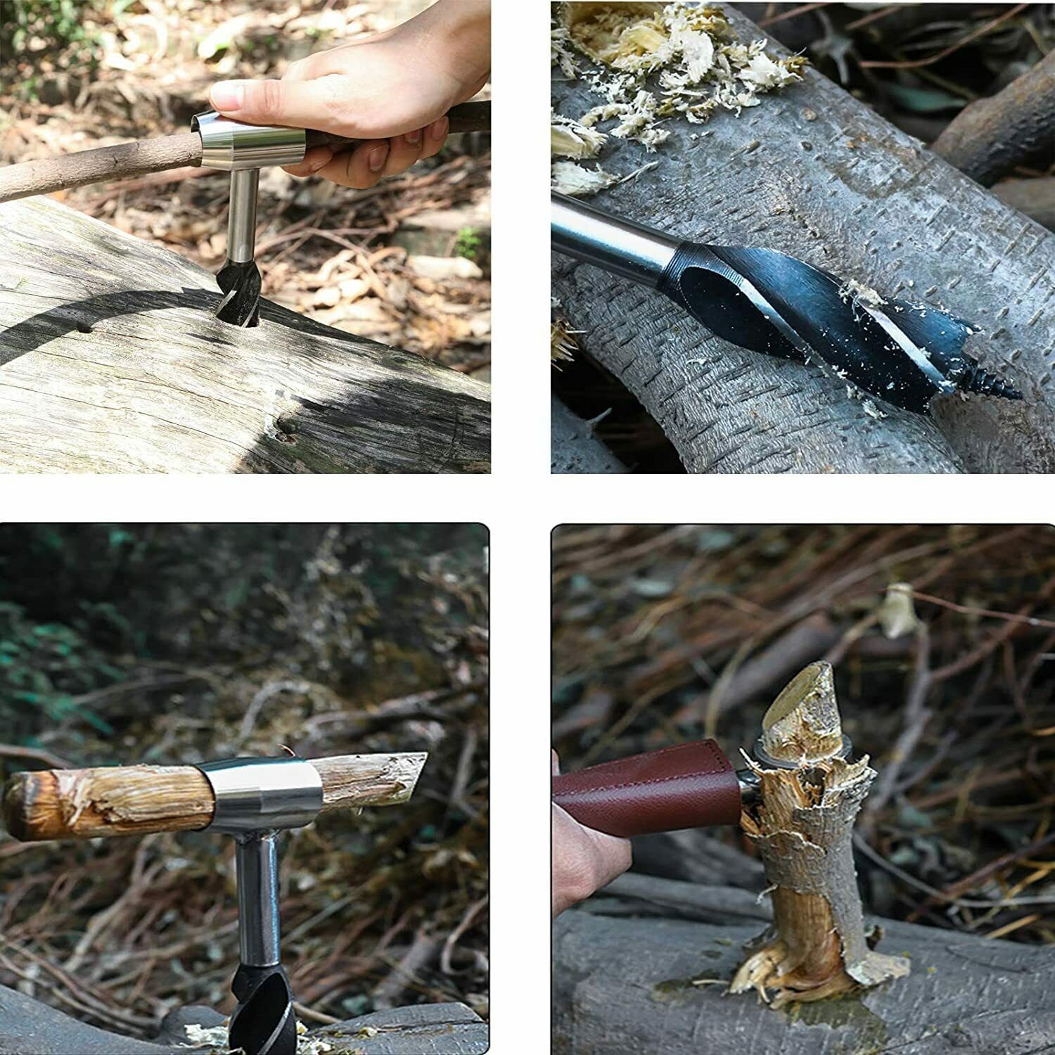 Manual Hand Auger Wrench Outdoor Survival Wood Drill Bushcraft Camping Tool