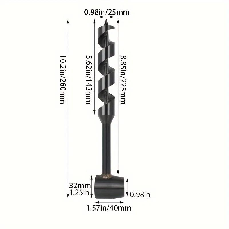 Outdoor survival manual drill bit woodworking extended hand drill black four-edg