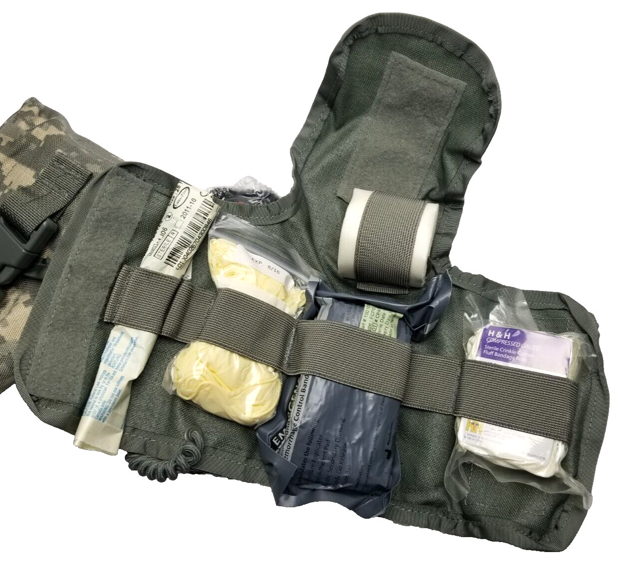 USGI Military ACU Digital MOLLE IFAK First Aid Kit w/ Supplies & TOURNIQUET MINT