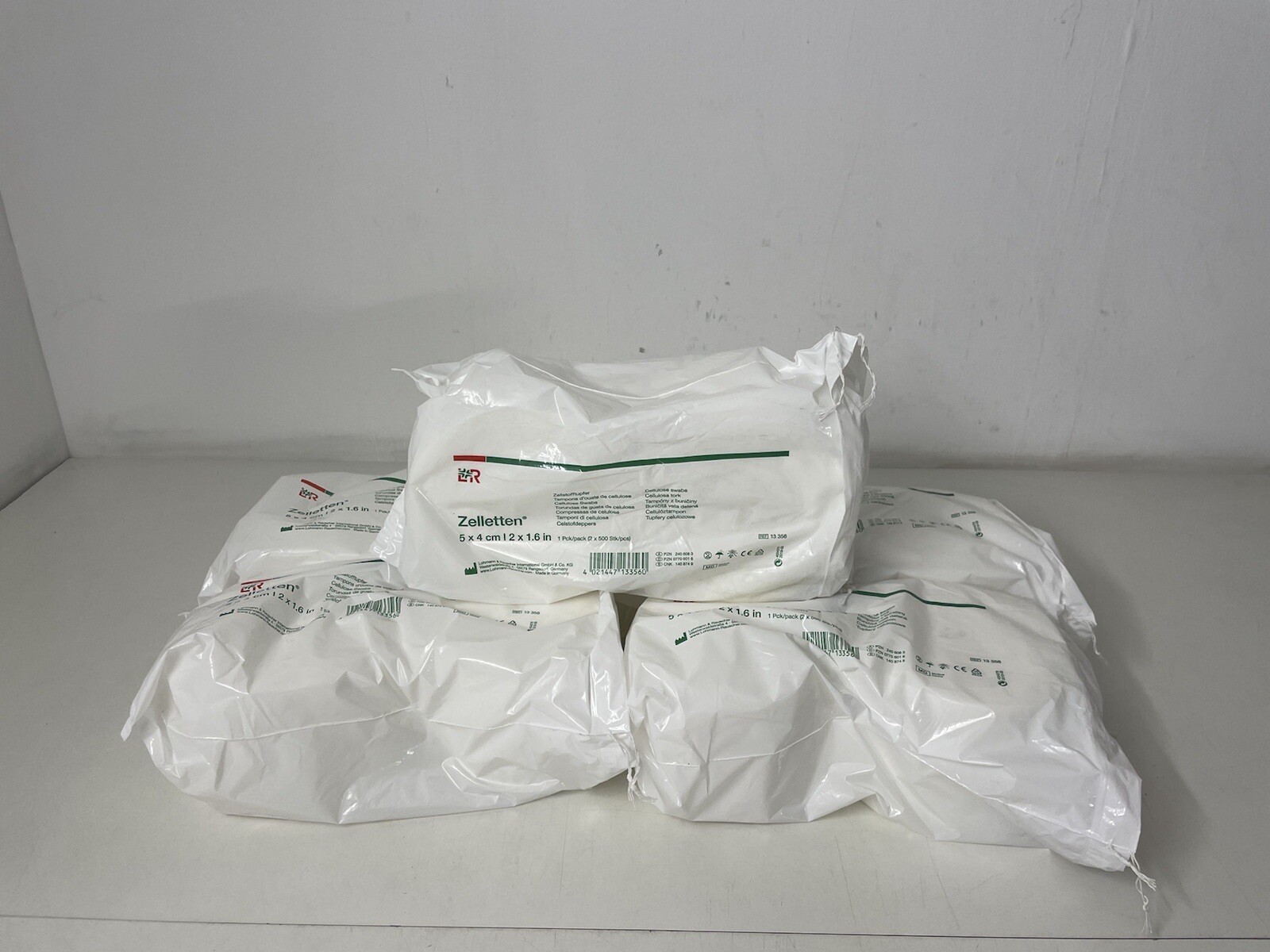 5x L&R Cellulose Pulp Swabs 5x4cm Absorbent 2 Rolls (2×500 Swabs)