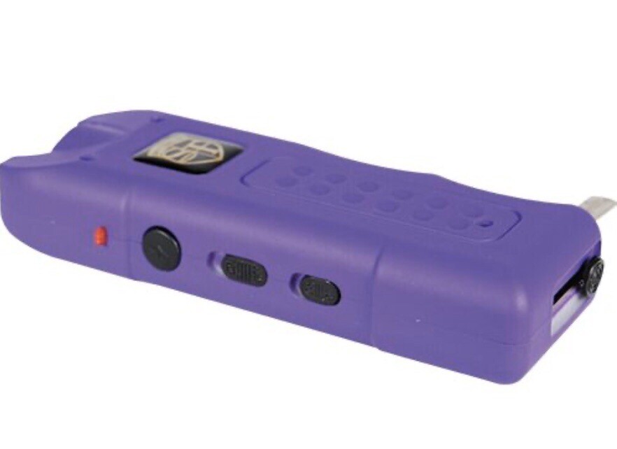 3-in-1 Strong Pain-Inducing Stun Gun, Alarm, Flashlight – PURPLE Self Defense