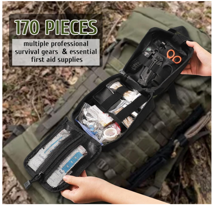 Emergency Survival Kit Bag First Aid Bug out Tactical Prepper Kit 170 Pcs Bag