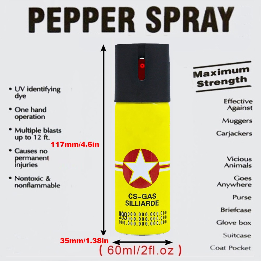 2 Bottles Pepper Spray – Yellow Maximum Strength OC Spray, 10ft, 25 Bursts
