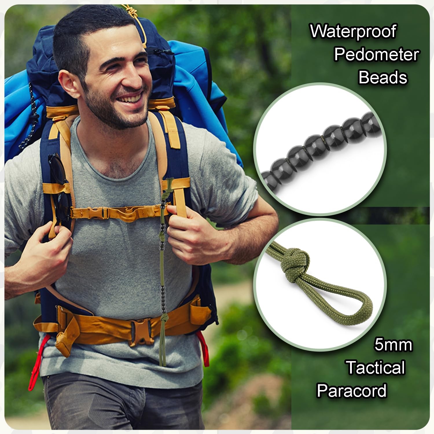 3pcs Ranger Beads pace Counter for Hiking,Long Distance Swimmers Counter,Consist
