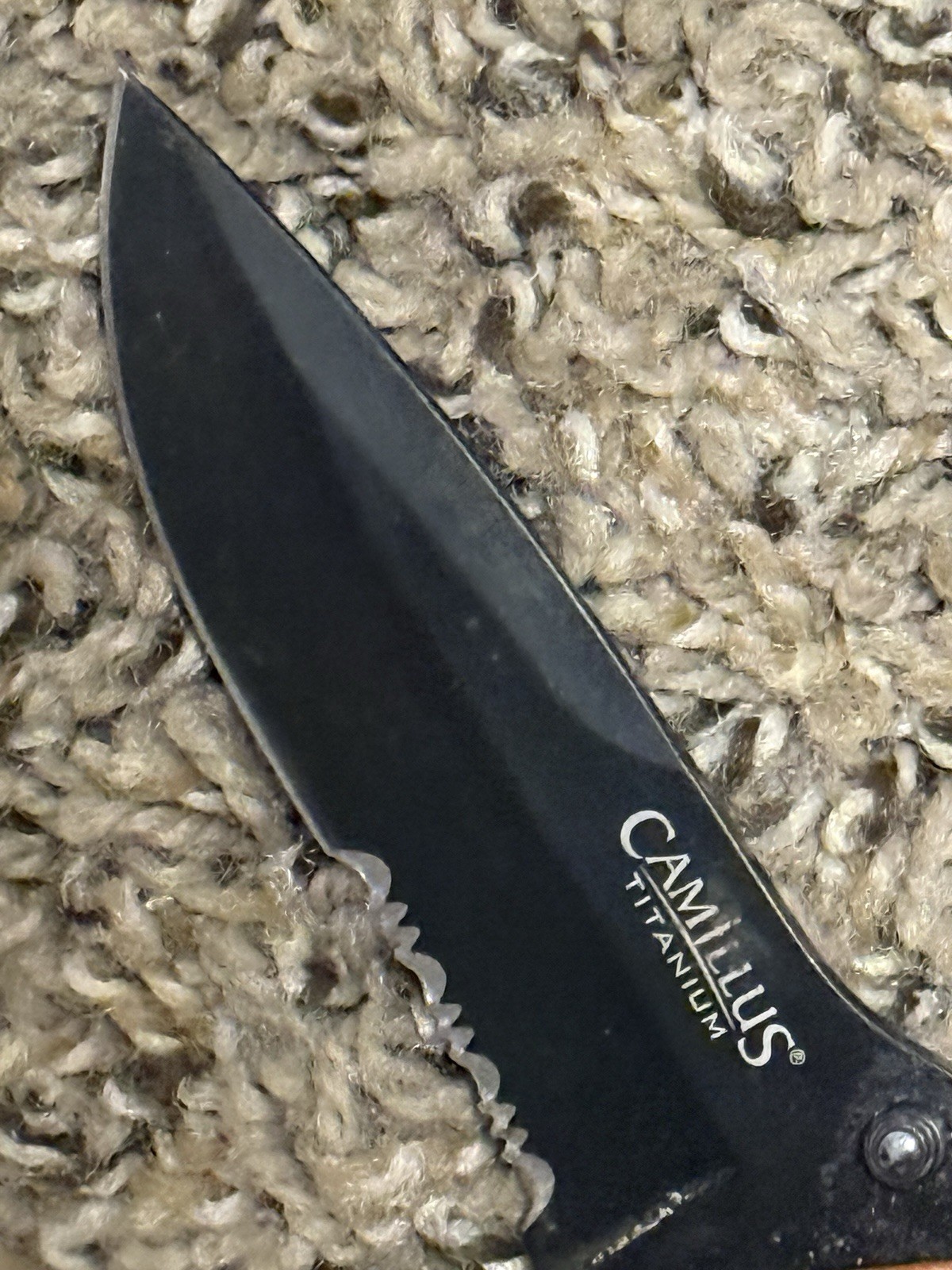 Camillus Titanium Liner Lock Folding Pocket Knife Hi Vis Black / Orange