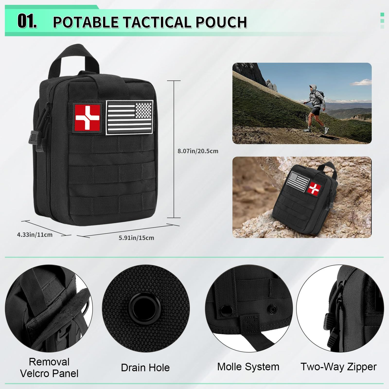 171PCS Survival First Aid Kit with Gear, Supplies, Khaki