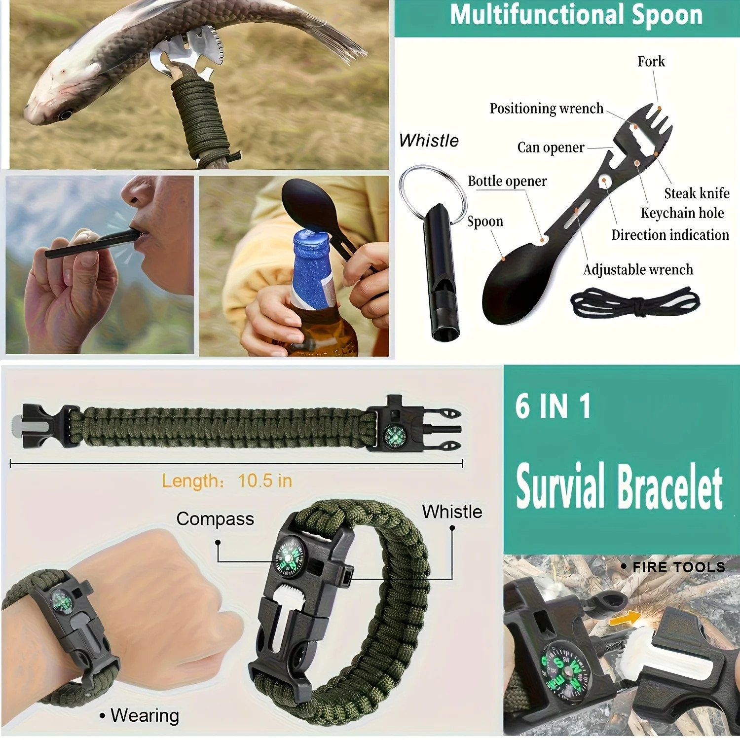 20 in 1 Survival Kit Emergency Gear Tools Set for Camping Hiking Outdoor