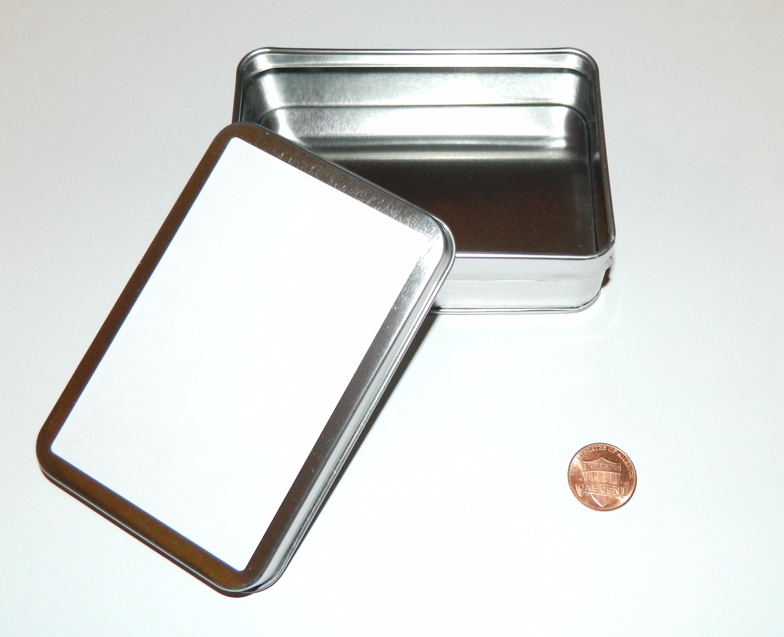 3 X 6oz Rectangular Blank White Label Slip-On Lid Metal Crafts Tin Container Box
