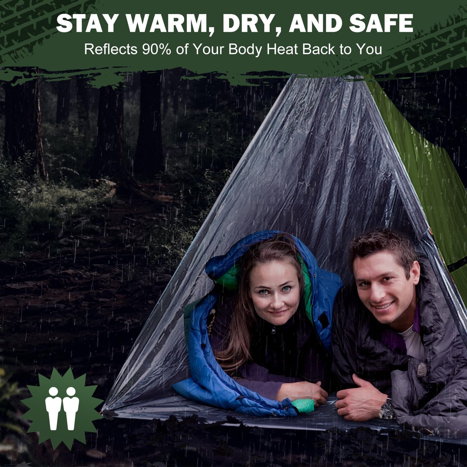Life Emergency Tent Survival Shelter – 2 Person Mylar Waterproof Tube Tent wi…
