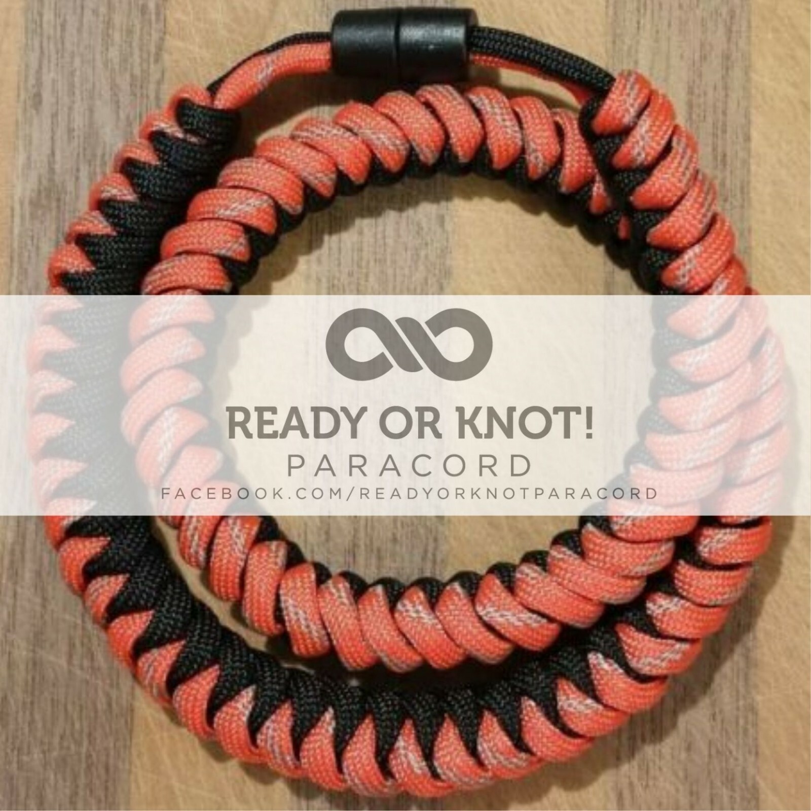 550 Paracord Snake Weave Survival Necklace Orange Reflective/ Black (21 inches)