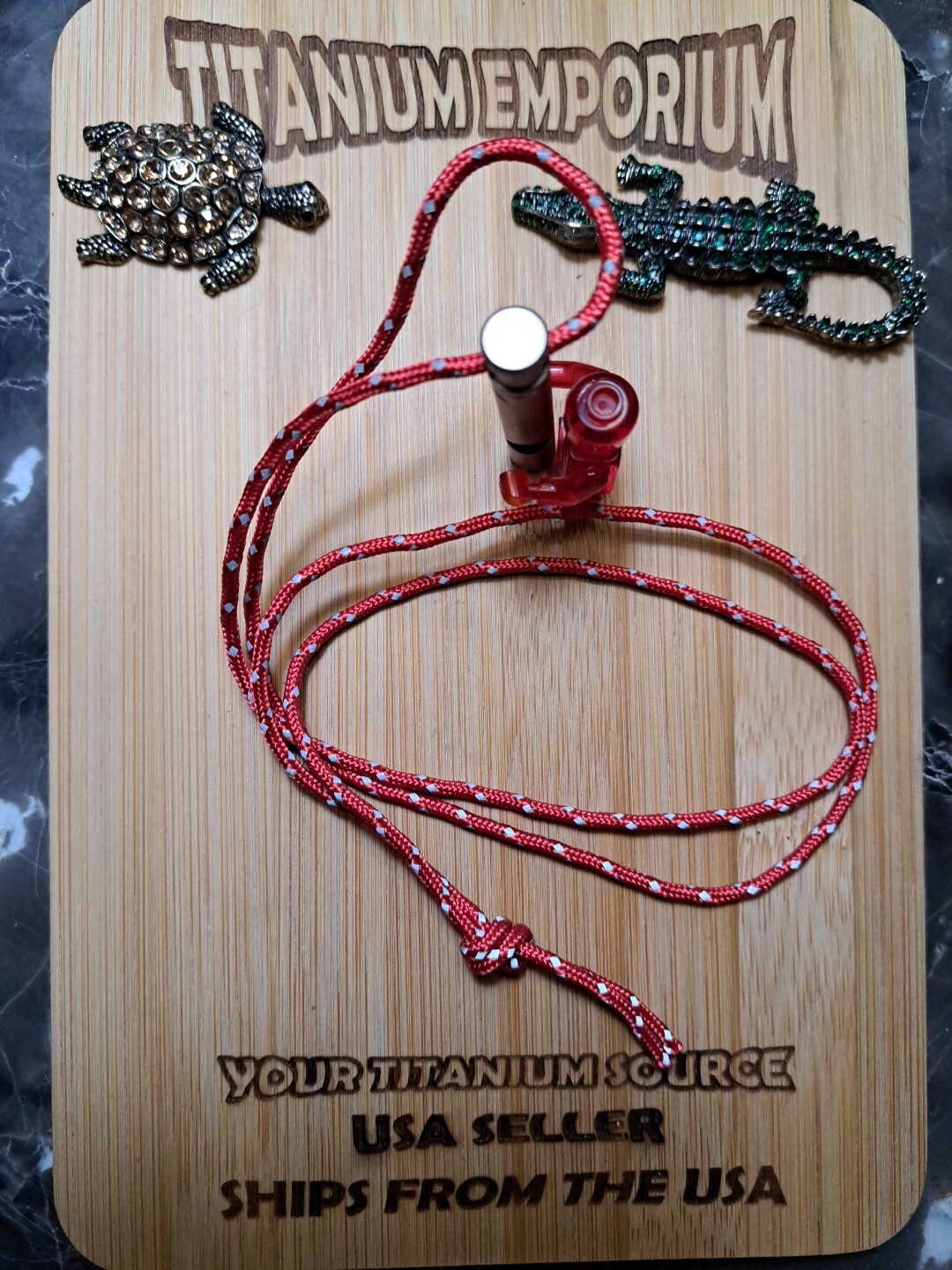 Small Titanium Alloy Whistle With Lanyard