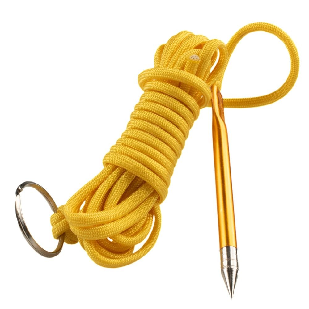 10 Foot 550lb Paracord Fishing Stringer Fish Holder with Metal Yellow