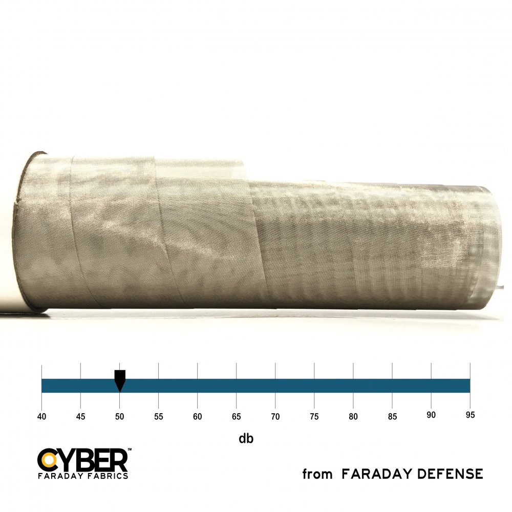 Faraday Cyber Fabric EMF RF Shielding Light Filtering Roll 50″ x 1′