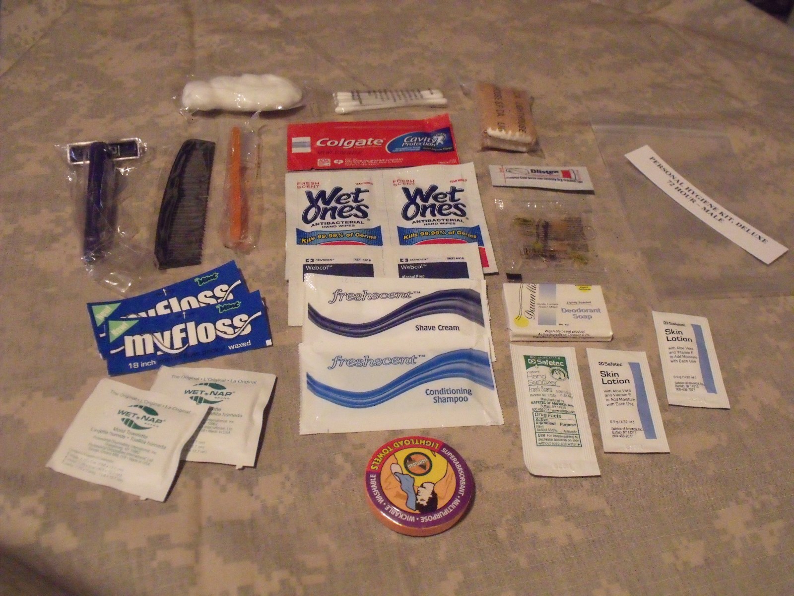 Emergency/Survival Personal Hygiene Kit, Deluxe Male, 72+ Hour 25+ Items