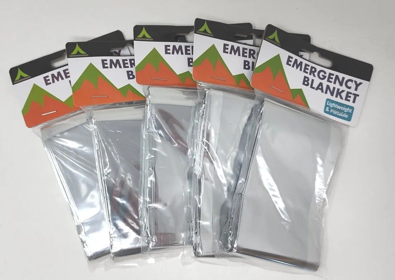 5 Pack Emergency Rescue Thermal Mylar Blankets 54″x 82″ New in Package