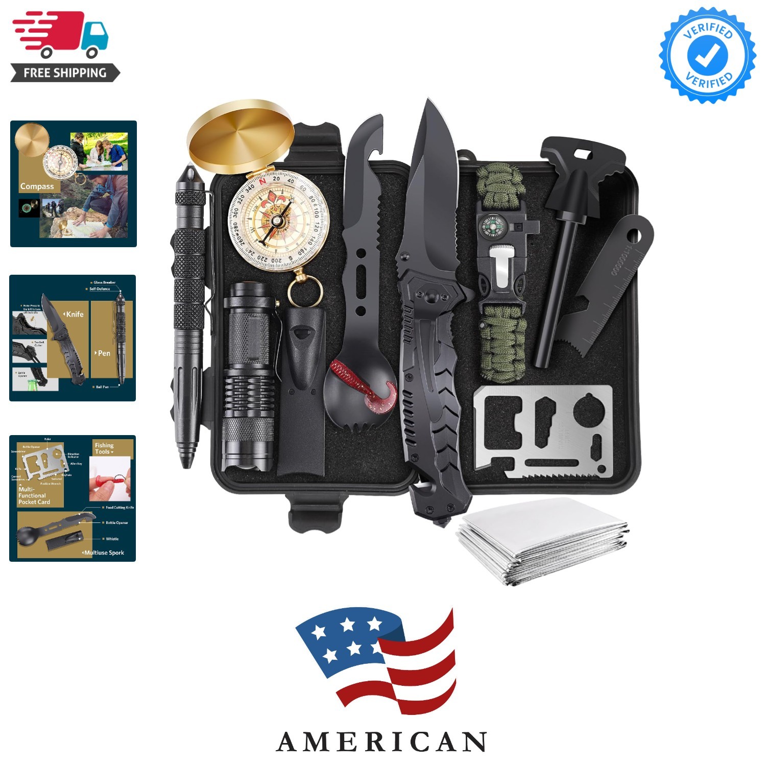 Gifts for Christmas Survival Kits for Men Dad Husband Him, 13 in 1 Survival G…
