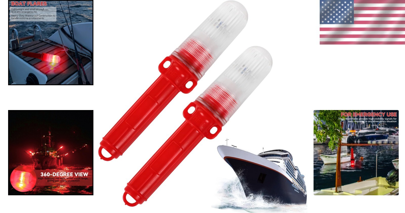 High-Visibility 2PCS Boat Flares for Safe Marine Adventures – Easy Deployment