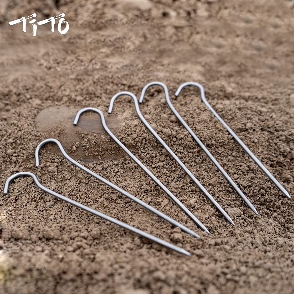 TITO Titanium Shepherd’s Hook Tent Stakes pegs Nail Dia silver