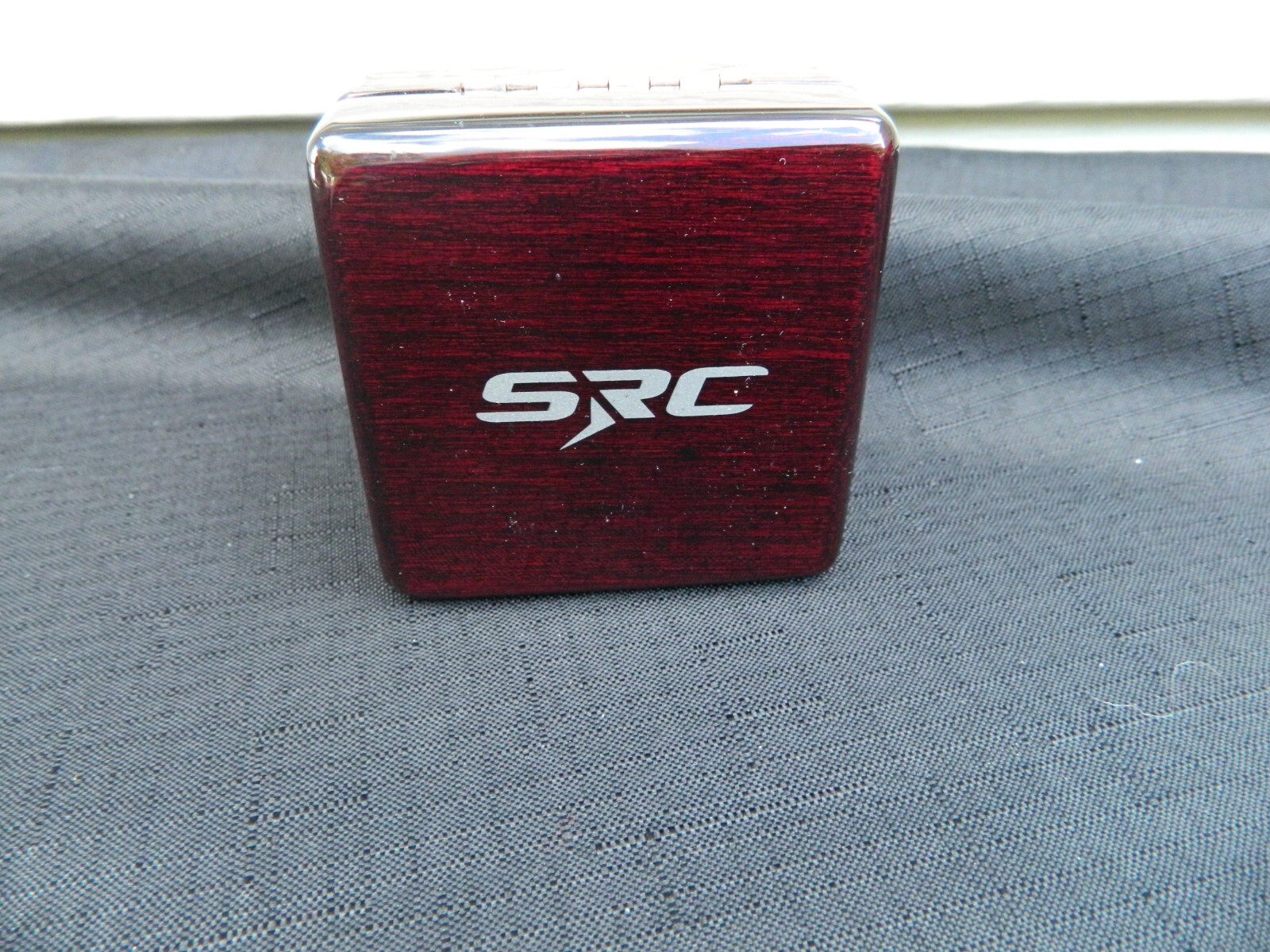 Vintage Chrome Compass w/ hinged Lacquered Wooden Box Advertising SRCTec 3″x3″