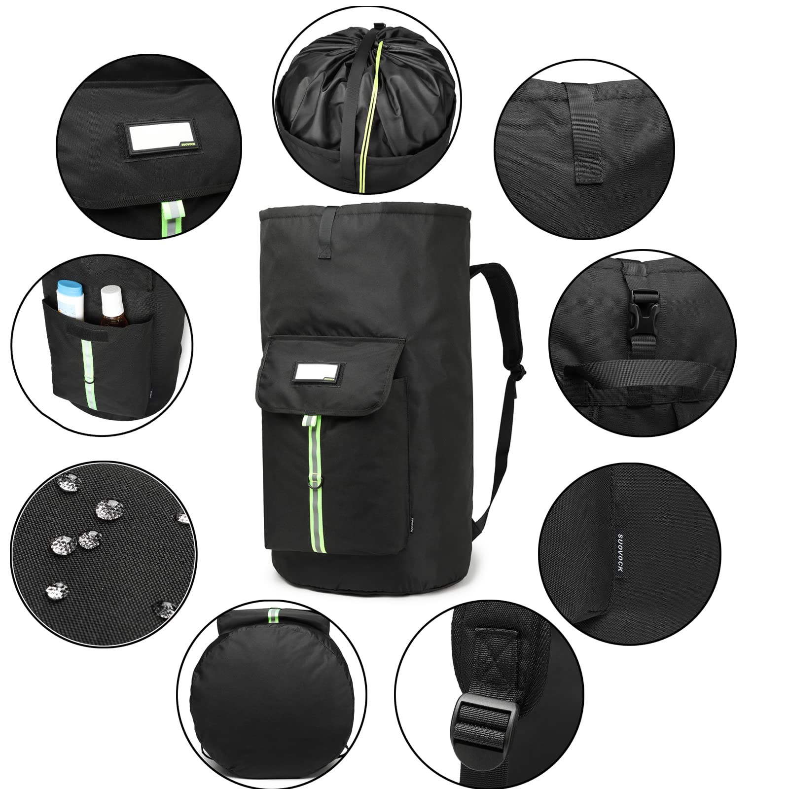 SUOVOCK laundry bag backpack,extra-large X-Large, Black Laundry Backpack Bag