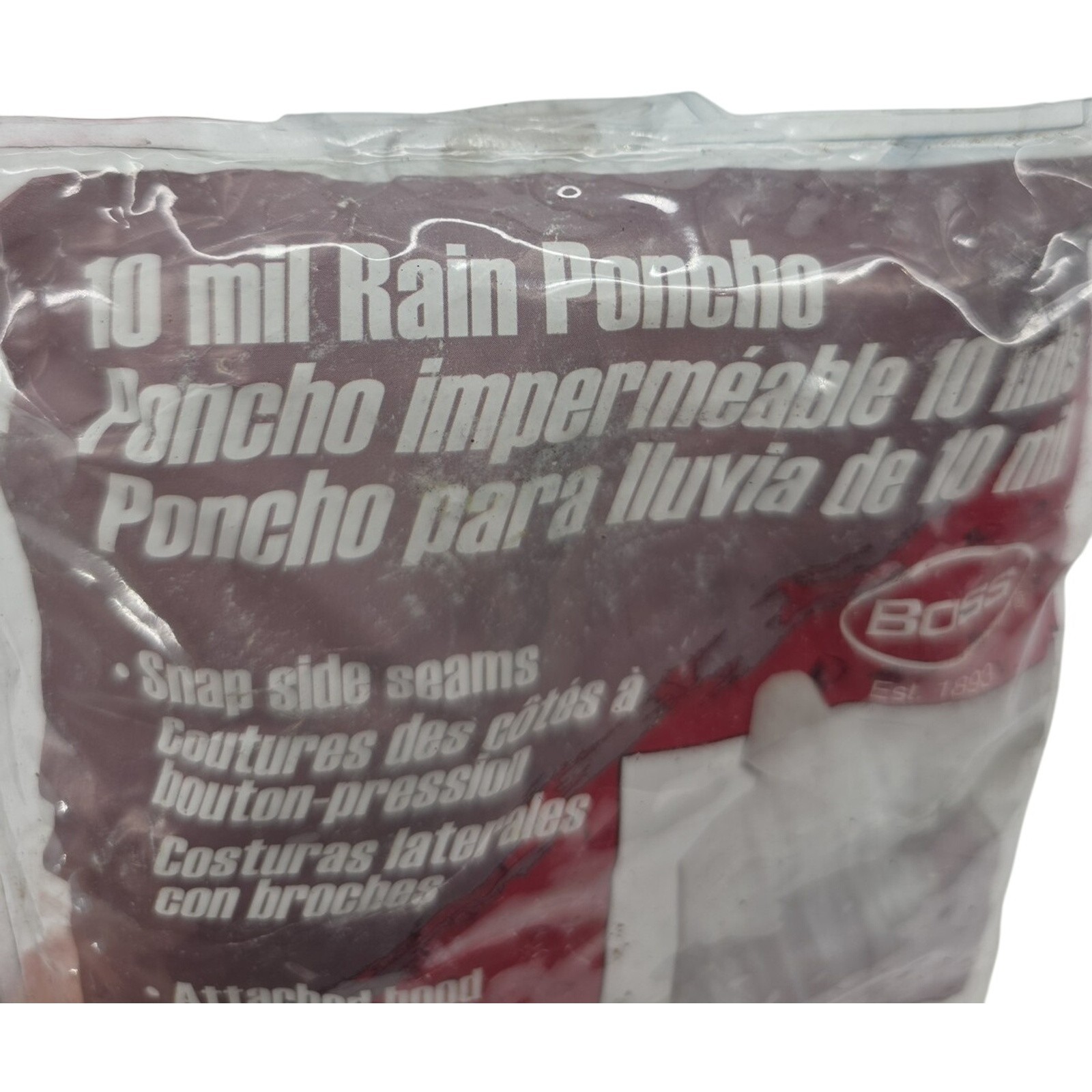 Boss Rain 10 Mil Poncho Clear Rain coat 100% Pvc