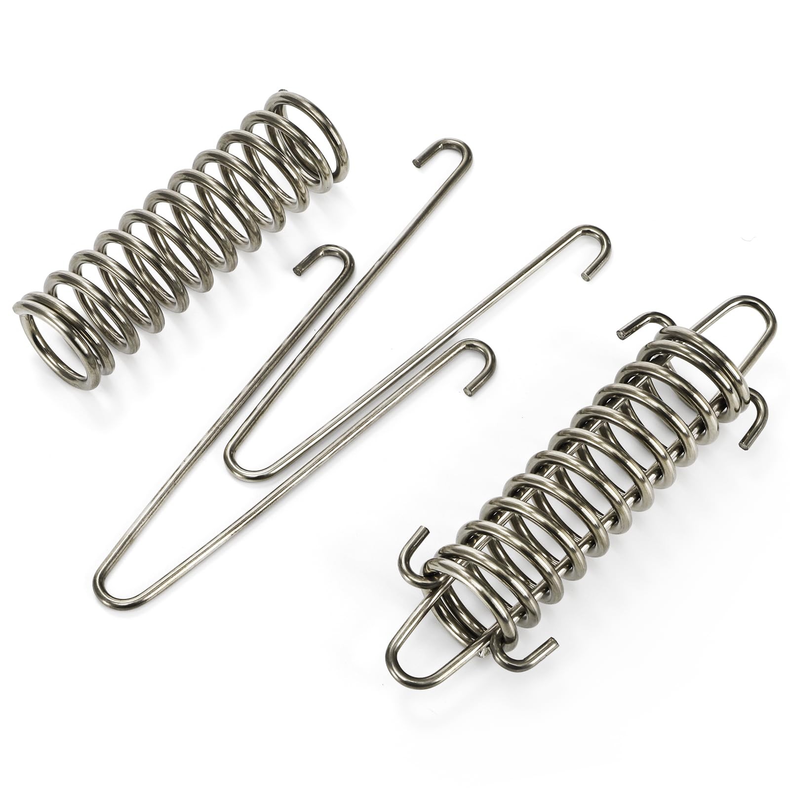 Suwimut 12 Pieces Tent Spring Buckle, Windproof Stainless Steel 4.5″, Silver