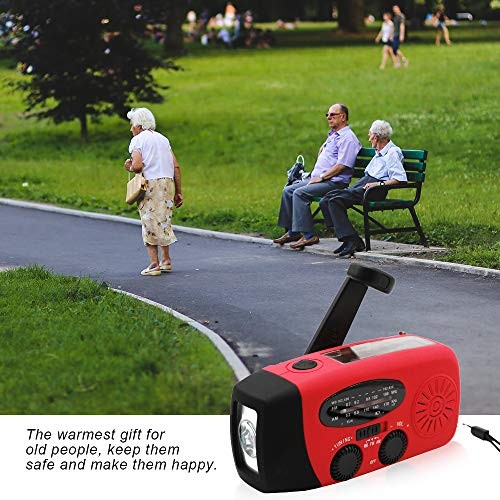 Portable Solar Emergency Weather Radio Hand Crank AM/FM NOAA Survival Radio Red