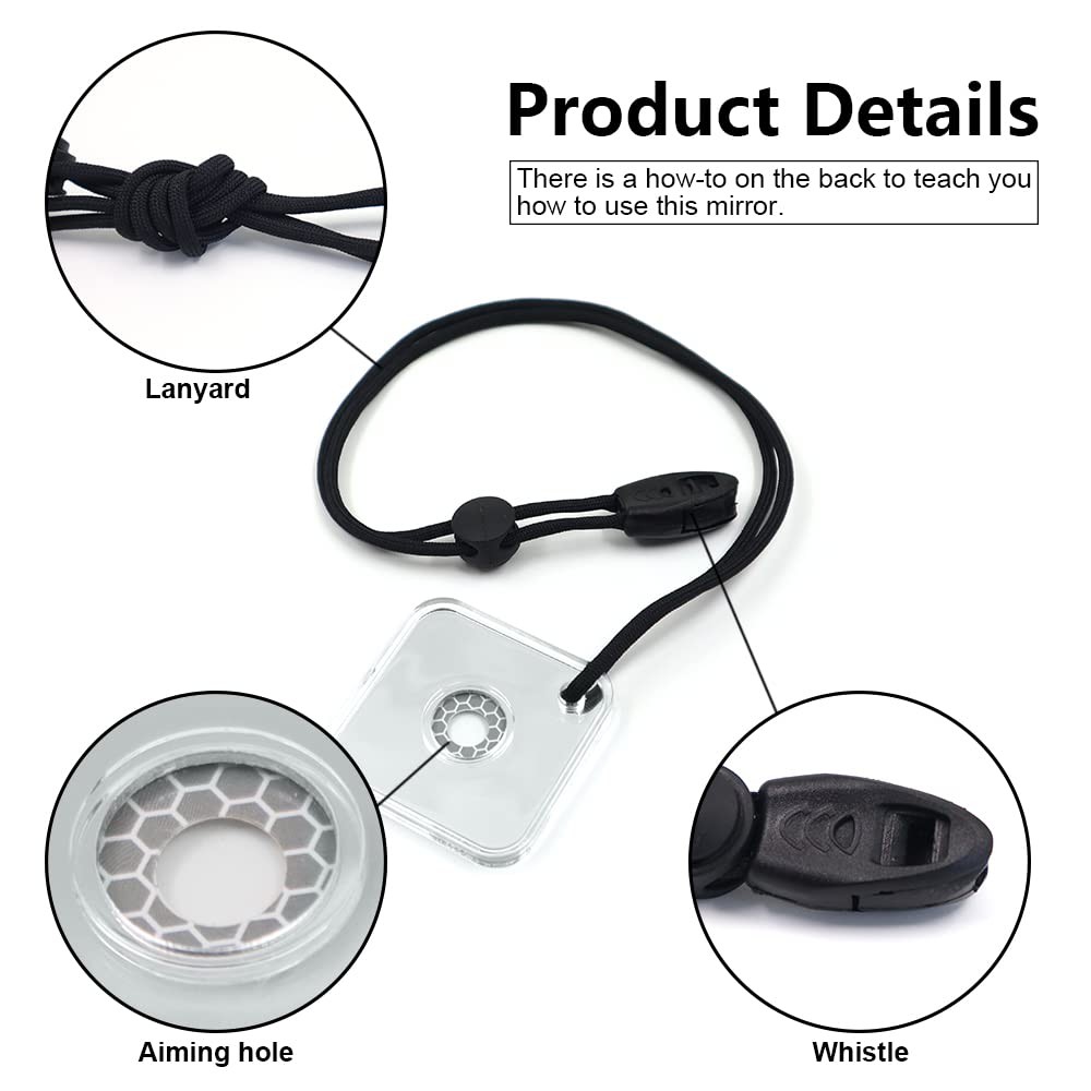 2 Pack Signal Mirror, Survival Mirror with Whistle, Emergency Reflective …