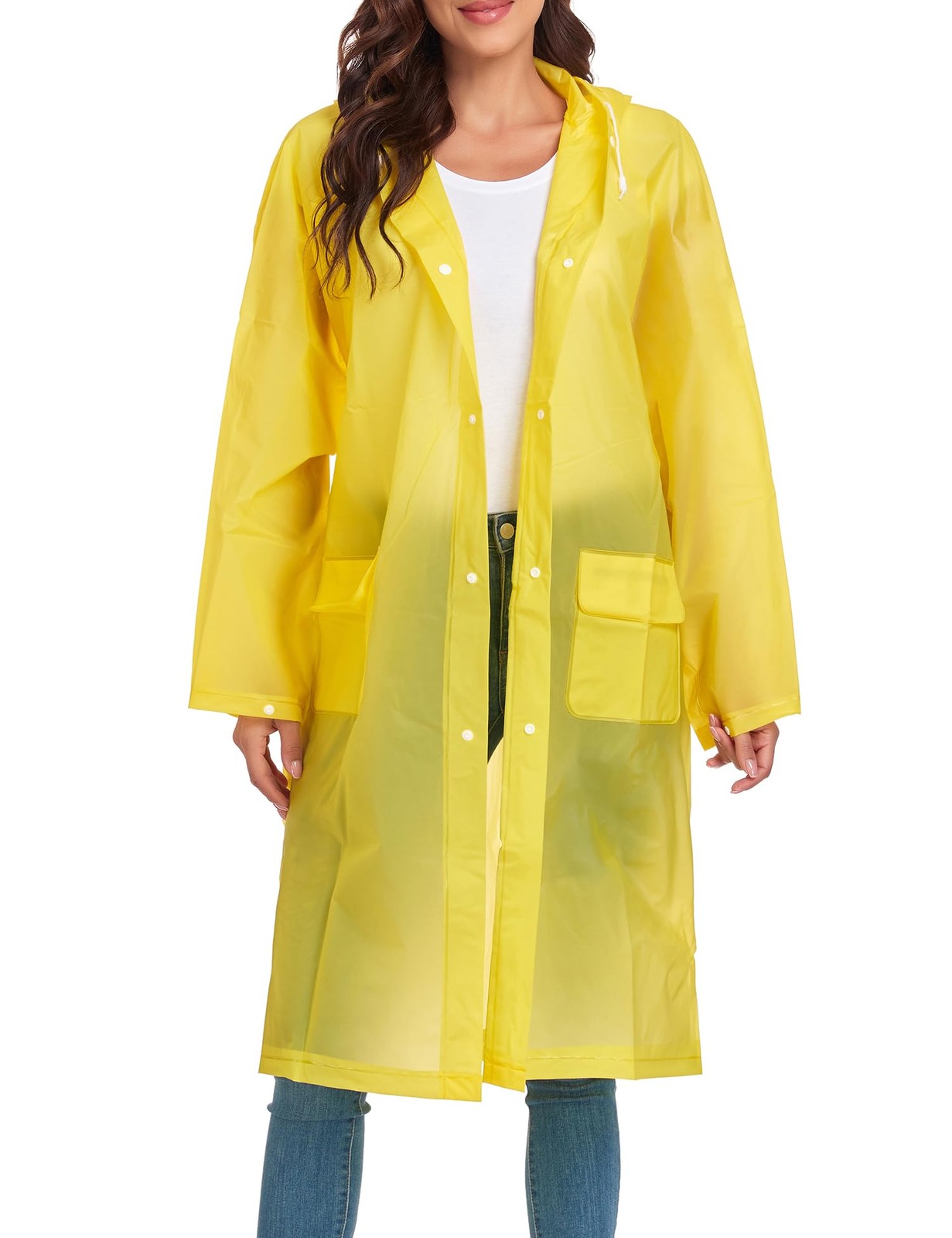 Raincoats Women Men Reusable Portable Waterproof EVA Long Rain Ponchos Hoods