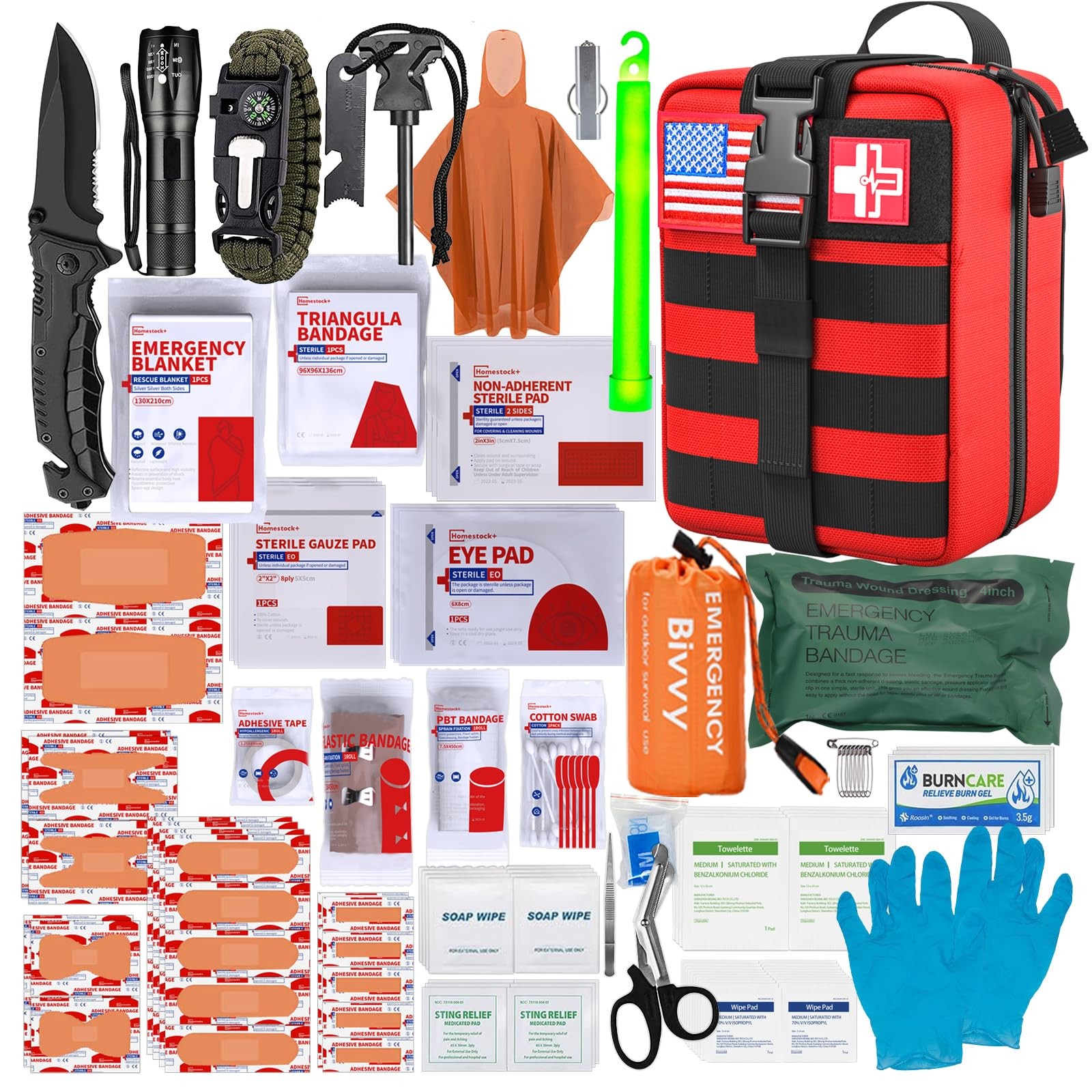 First Aid Kit,Survival Gear Outdoor Tactical 1 Count (Pack of 1), Red