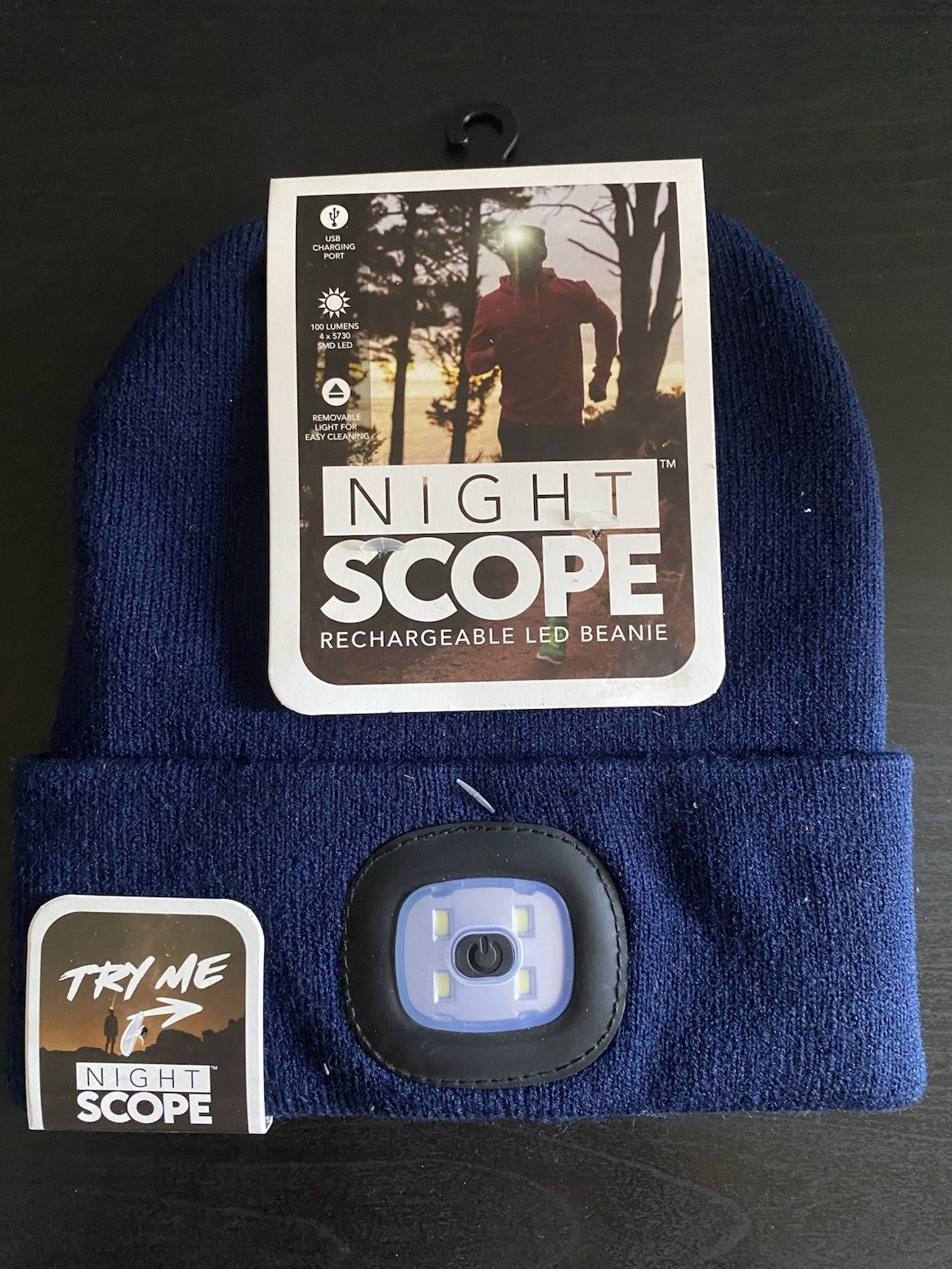 Night Scope Rechargeable LED Beanie USB Charging Port 100 Lumens SMD – Navy Blue