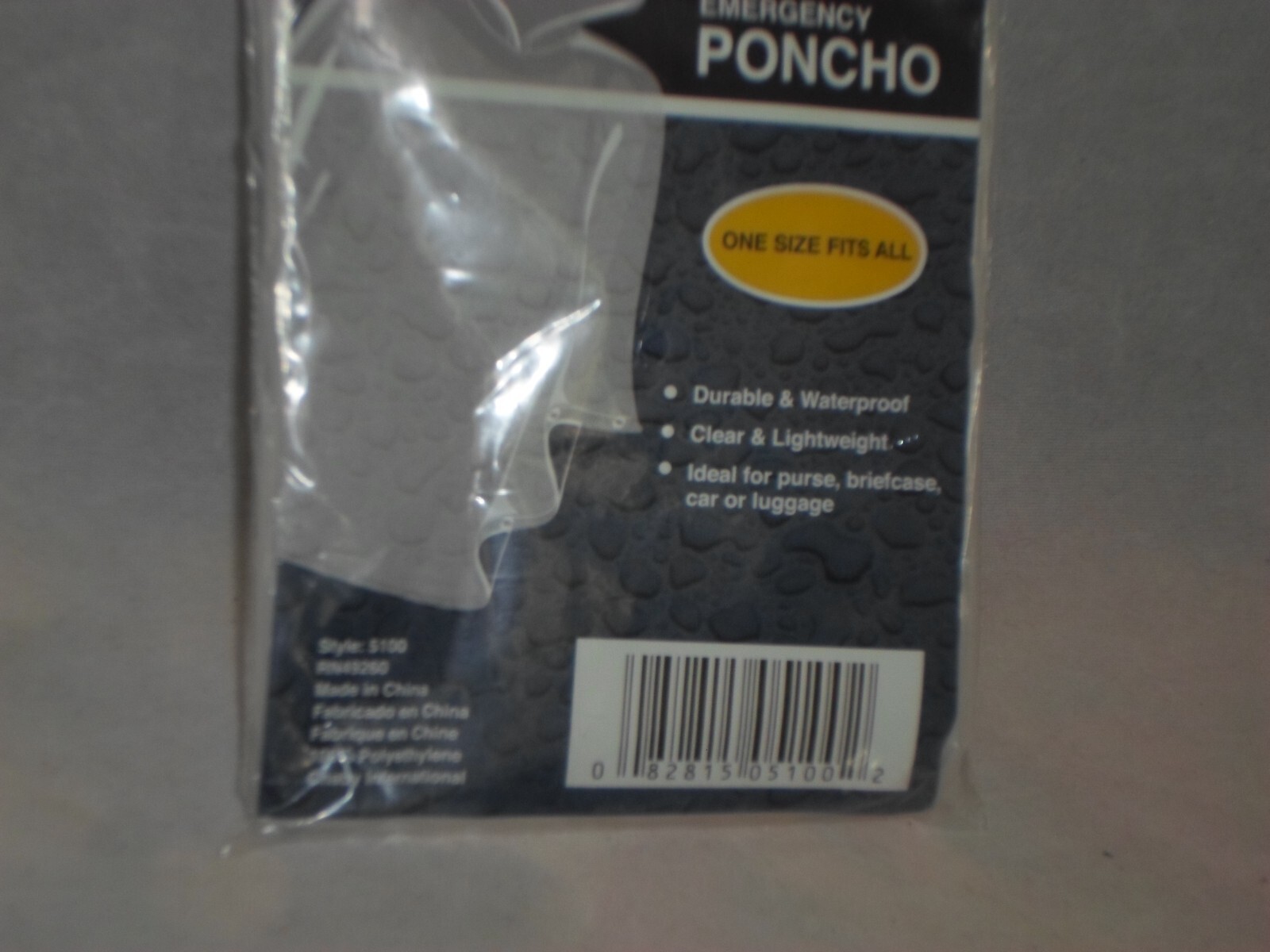 Weather Station Emergency Poncho One Size Fits All Clear Lightweight A23
