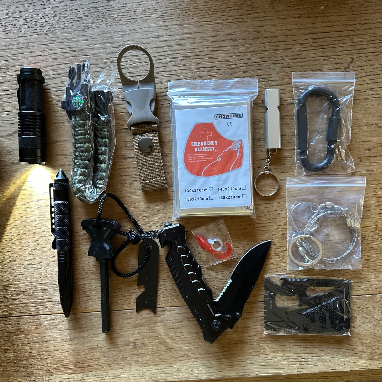 TRSCIND Survival Kit 14 in 1 Equipment w/ Case, Compass, Fire Starter, Whistle