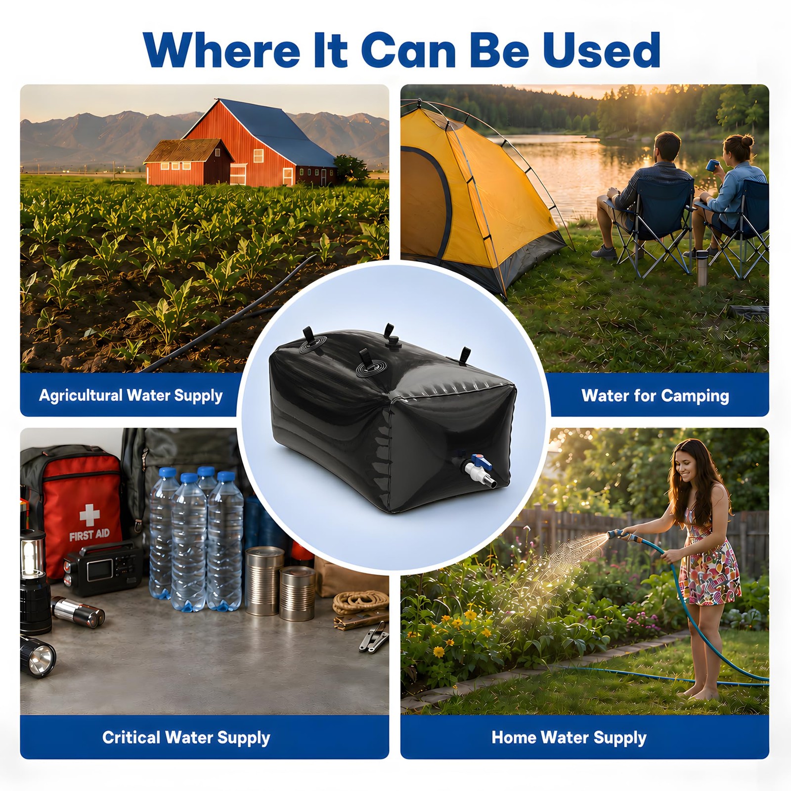 Zxzyhfty Large Capacity Water Storage Bladder Portable Water Tank Containers