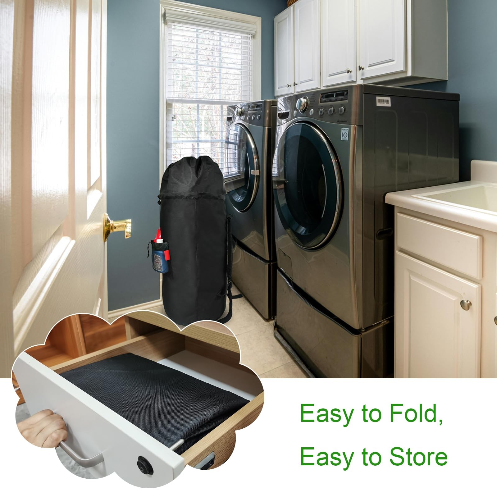 Extra Large Laundry Backpack with Padded Shoulder X-Large, Black