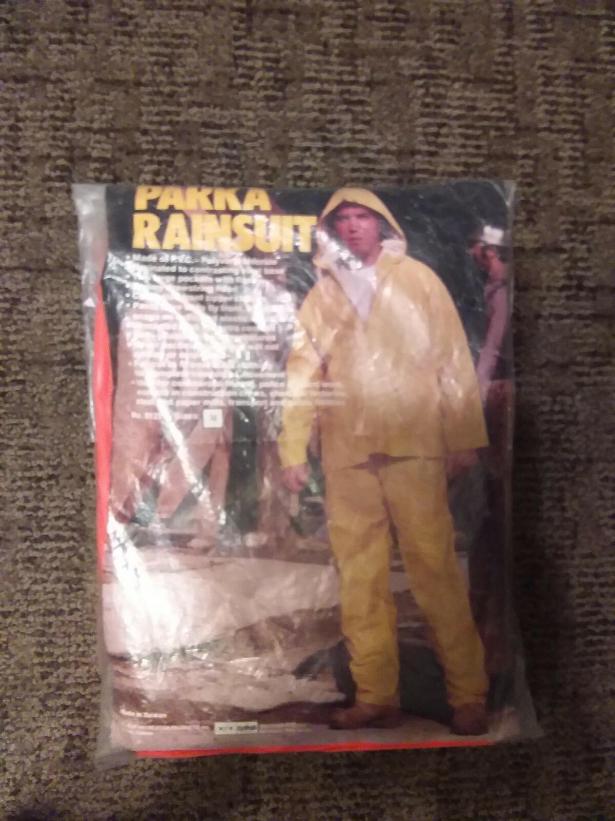 NOS Weather-Rite Fabric / PVC Coated 2 Pc + Hood Heavy Duty Rainsuit, Size M