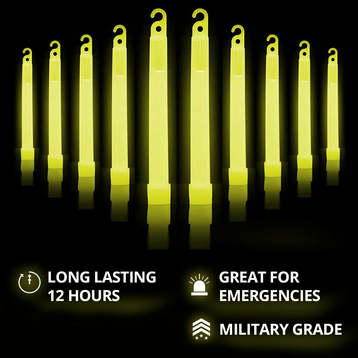 Lot of 10 Yellow Cyalume 6″ Military Lightsticks Prepper Bug Out Bag EXP 2024