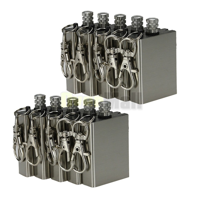 10Pcs Waterproof Fire Starter Metal Lighter Match Keychain Camping Survival Gear