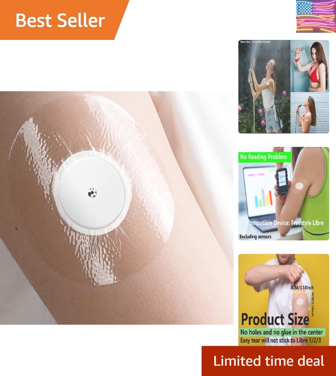 80 Pack Freestyle Libre 1/2/3 Sensor Covers Waterproof Adhesive Patches for C…